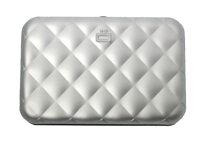 Portfel Aluminiowy Ogon Designs Quilted Button Silver Card Case