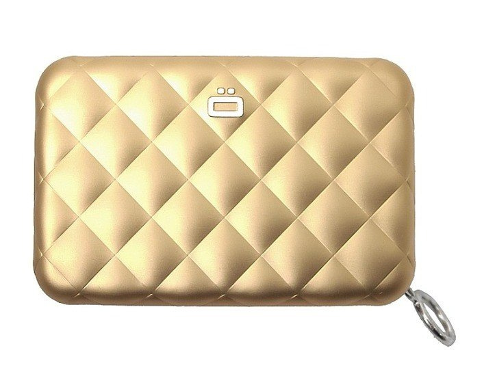 Portfel Aluminiowy Ogon Designs Quilted Zipper Gold Card Case